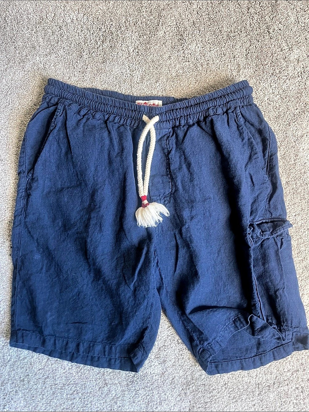 MC2 Saint Barth Marseille Linen Cargo Bermuda Shorts Blue XL